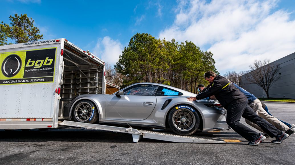 Porsche Carrera Cup North America Team BGB Motorsports Takes Delivery of its Porsche 911 GT3 Cup Race Cars, 2021, PCNA